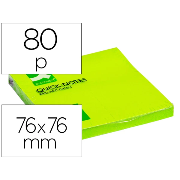 Thumbnail-Bloco de notas adesivas q-connect verde fluorescente 76 x 76 mm com 80 folhas