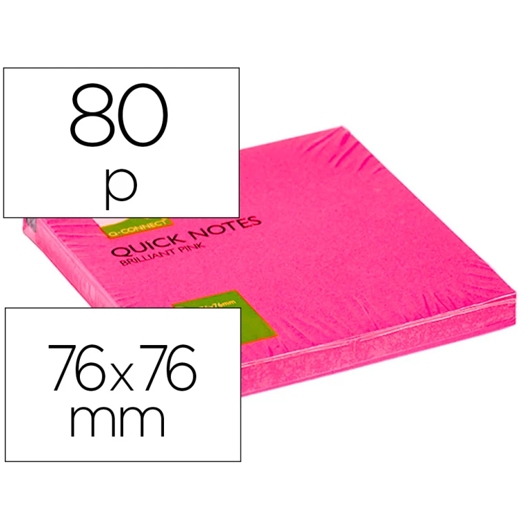 Thumbnail-Bloco de notas adesivas q-connect rosa fluorescente 76 x 76 mm com 80 folhas