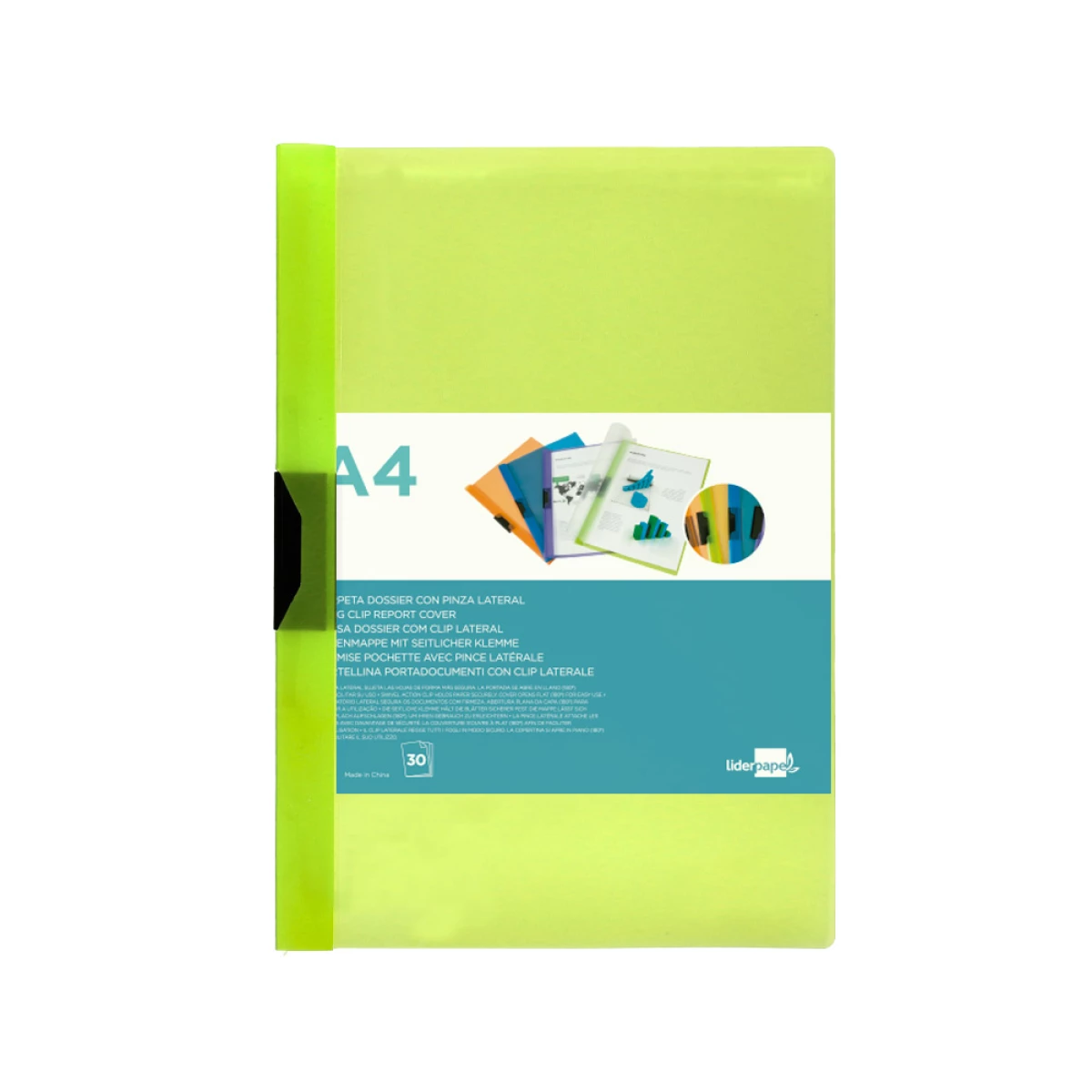 Galery – Bolsa dossier liderpapel com clip lateral din a4 verde 30 folhas0