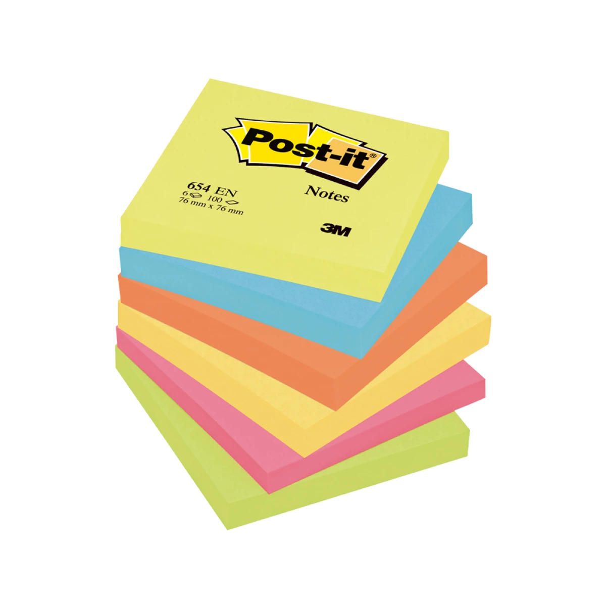 Galery – Bloco de notas adesivas post-it neon. 76 x 76 mm0