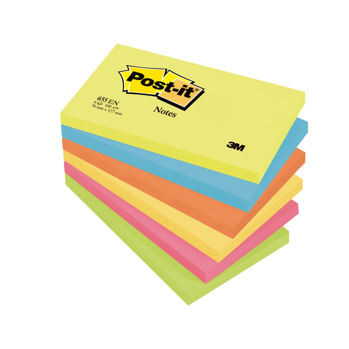 Galery – Bloco de notas adesivas post-it neon. 76 x 127 mm0