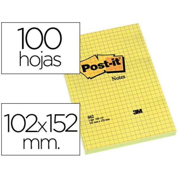 Thumbnail-Bloco de notas adesivas post-it grandes quad 102x152mm