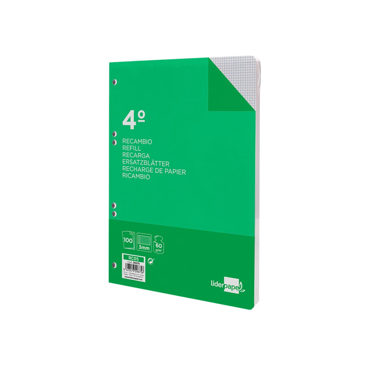 Galery – Recarga liderpapel quarto 100 f 6tc-06 quadriculado 3 mm 6 furos universal com margem0