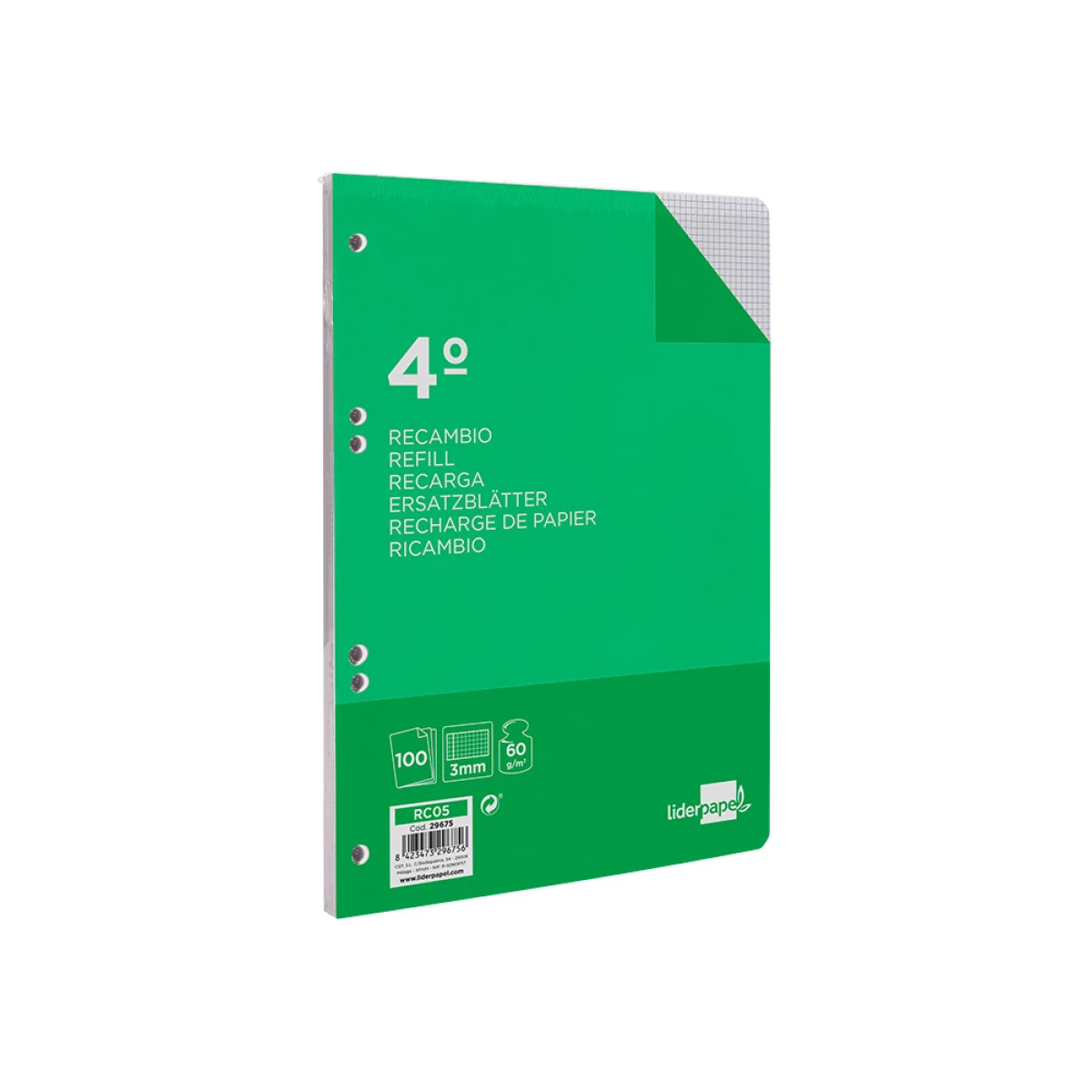 Galery – Recarga liderpapel quarto 100 f 6tc-06 quadriculado 3 mm 6 furos universal com margem0