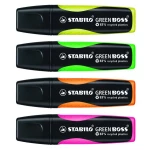 Galery – STABILO Green Boss marcador 4 unidade(s) Ponta de cinzel Verde, Laranja, Rosa, Amarelo0