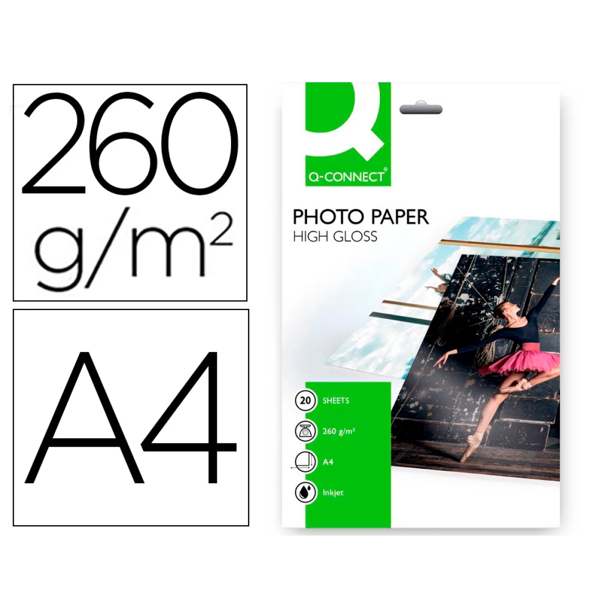 Thumbnail-Papel fotografia q-connect glossy 260 gr papel revestido caixa 20 folhas