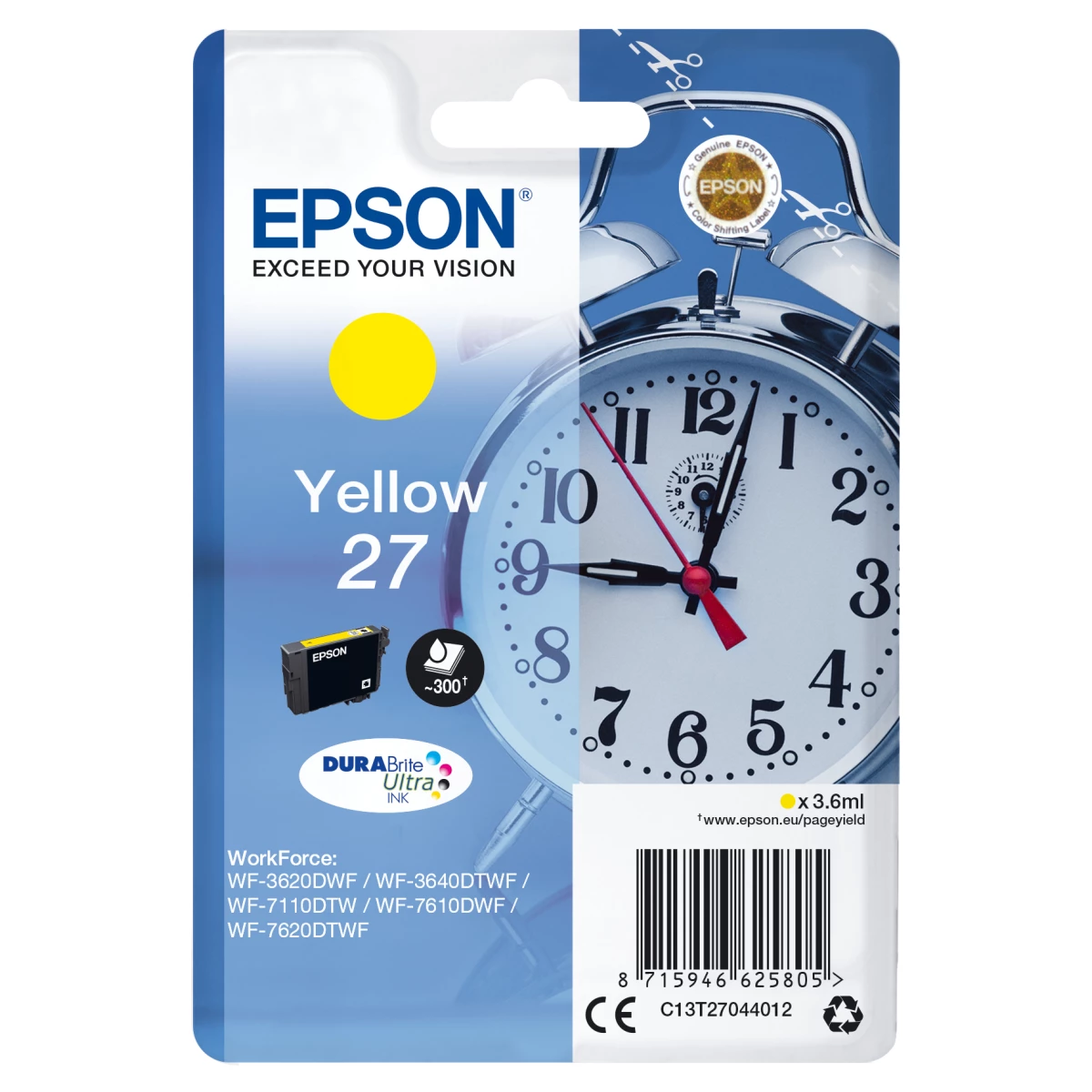 Thumbnail-Epson Alarm clock C13T27044012 tinteiro 1 unidade(s) Original Rendimento padrão Amarelo