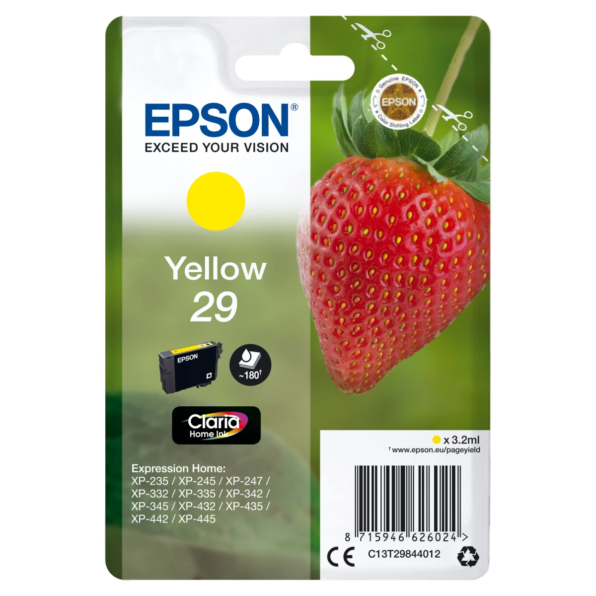 Thumbnail-Epson Strawberry C13T29844012 tinteiro 1 unidade(s) Original Rendimento padrão Amarelo