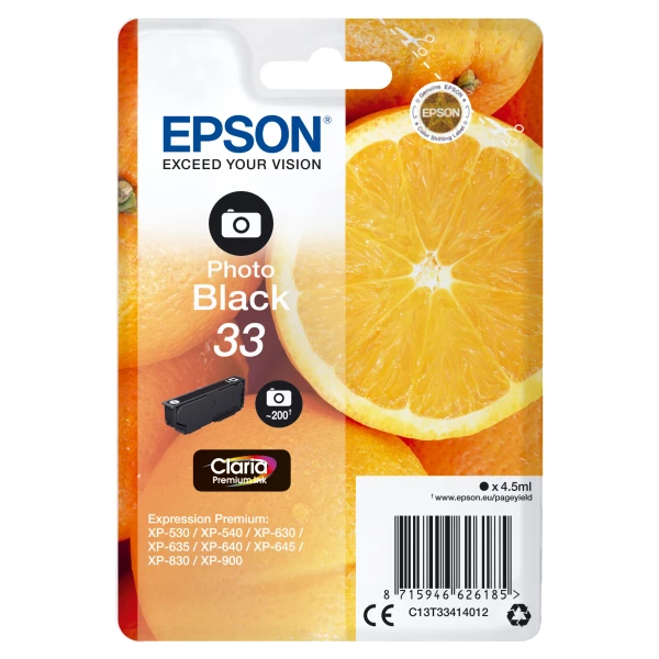 Thumbnail-Epson Oranges C13T33414012 tinteiro 1 unidade(s) Original Rendimento padrão Foto preto