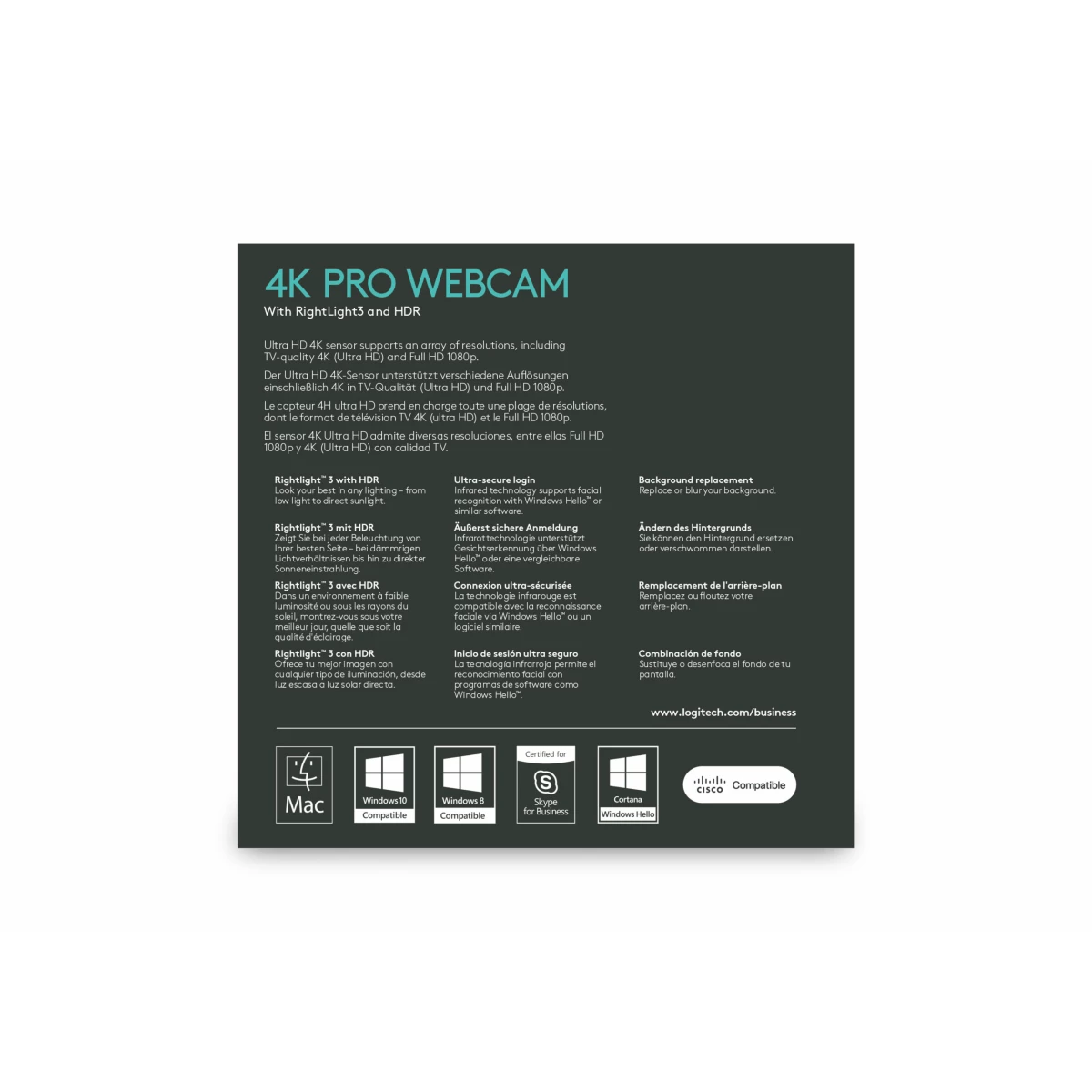 Galery – Logitech Brio webcam 13 MP 4096 x 2160 pixels USB 3.2 Gen 1 (3.1 Gen 1) Preto0
