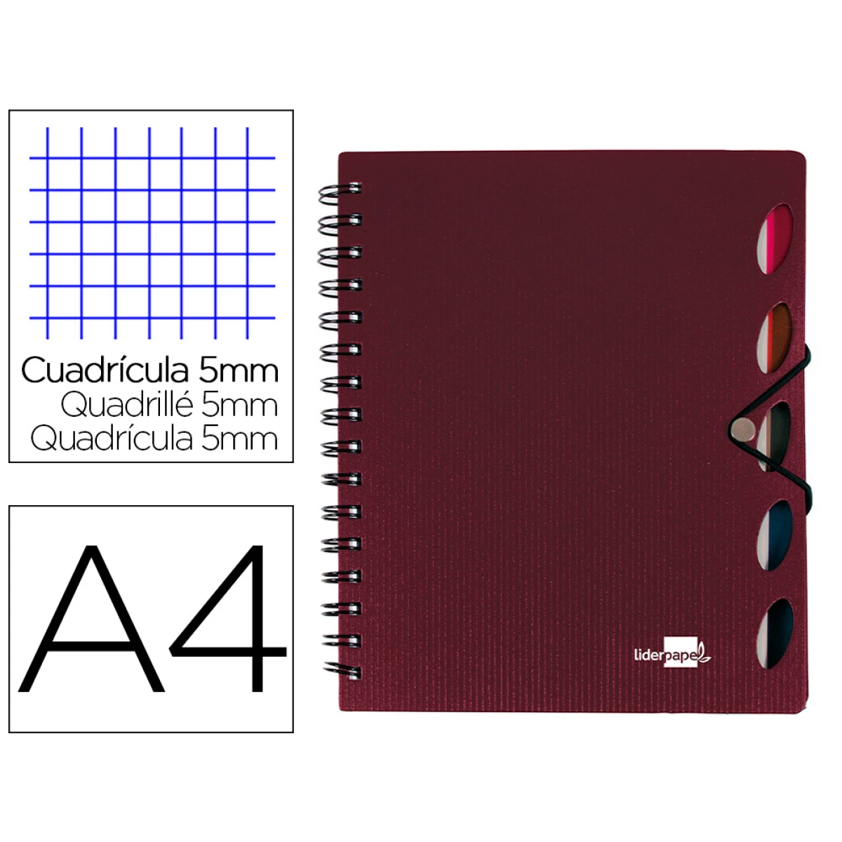 Thumbnail-Caderno espiral liderpapel executive 100 fls a4 bordeaux quad