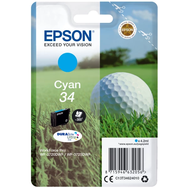 Thumbnail-Epson Golf ball C13T34624010 tinteiro 1 unidade(s) Original Rendimento padrão Ciano