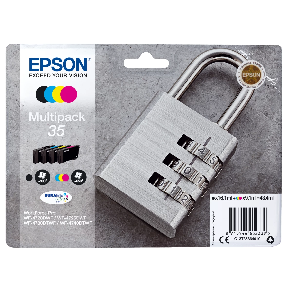 Thumbnail-Epson Padlock C13T35864010 tinteiro 1 unidade(s) Original Rendimento padrão Preto, Ciano, Magenta, Amarelo