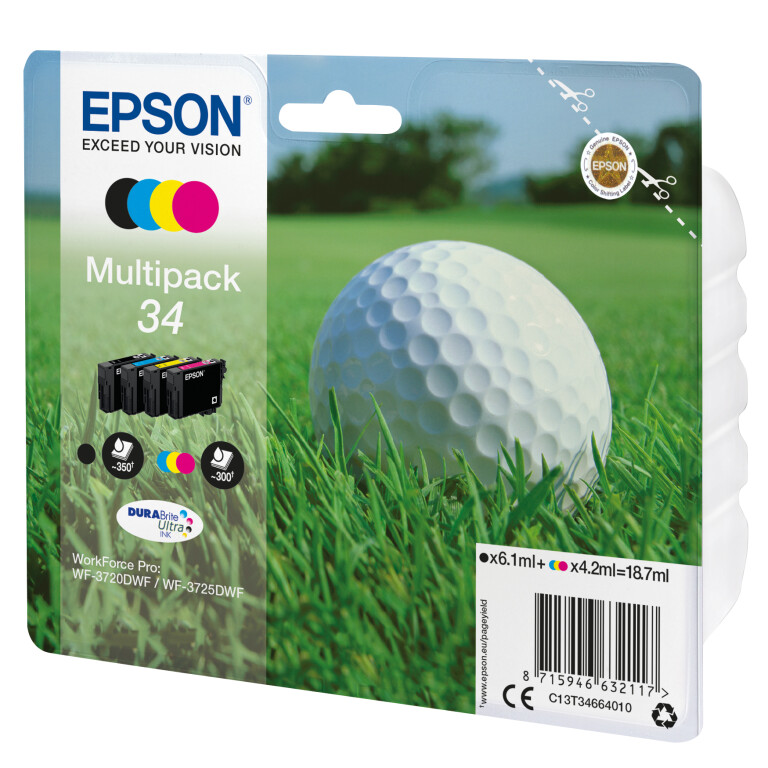 Thumbnail-Epson Golf ball C13T34664010 tinteiro 1 unidade(s) Original Rendimento padrão Preto, Ciano, Magenta, Amarelo