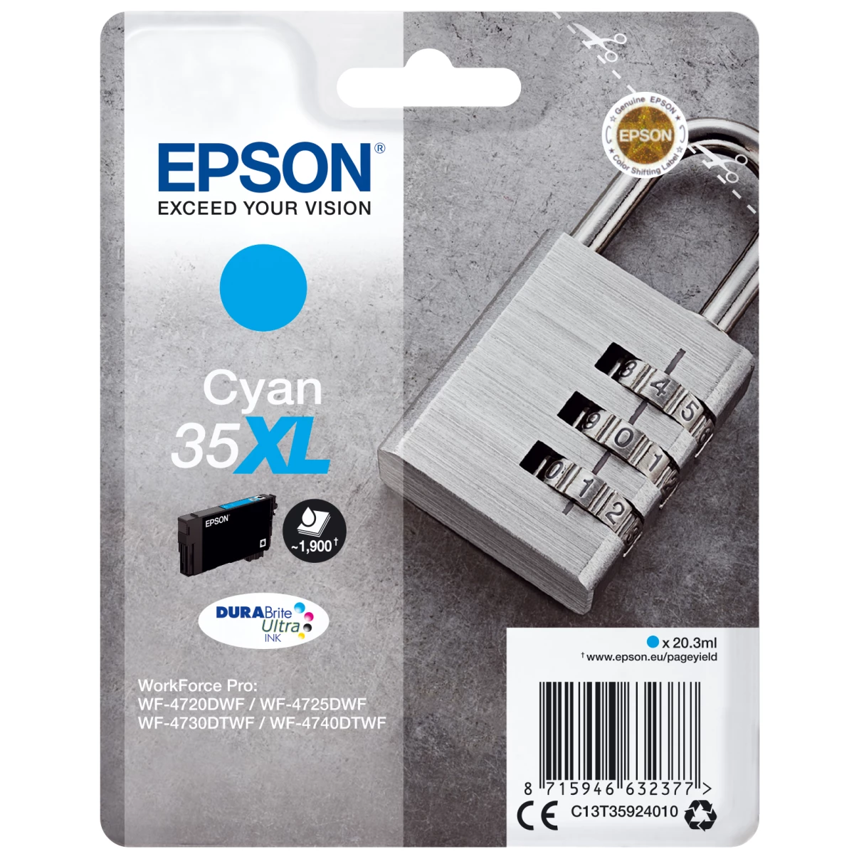 Thumbnail-Epson Padlock C13T35924010 tinteiro 1 unidade(s) Original Rendimento alto (XL) Ciano