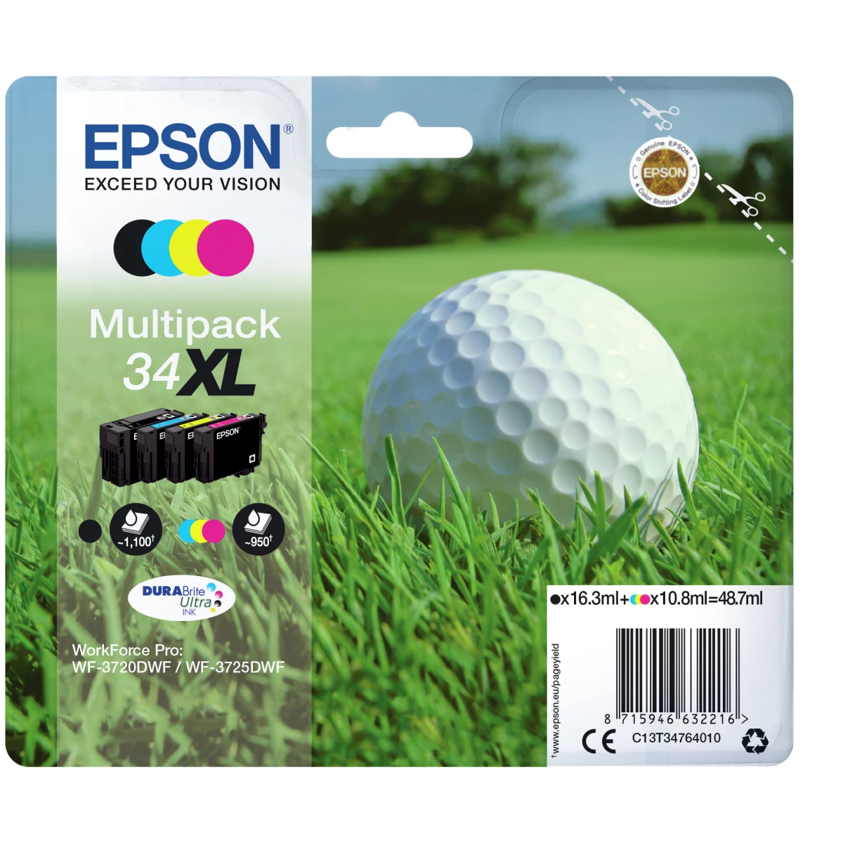 Galery – Epson Golf ball C13T34764010 tinteiro 1 unidade(s) Original Rendimento alto (XL) Preto, Ciano, Magenta, Amarelo0