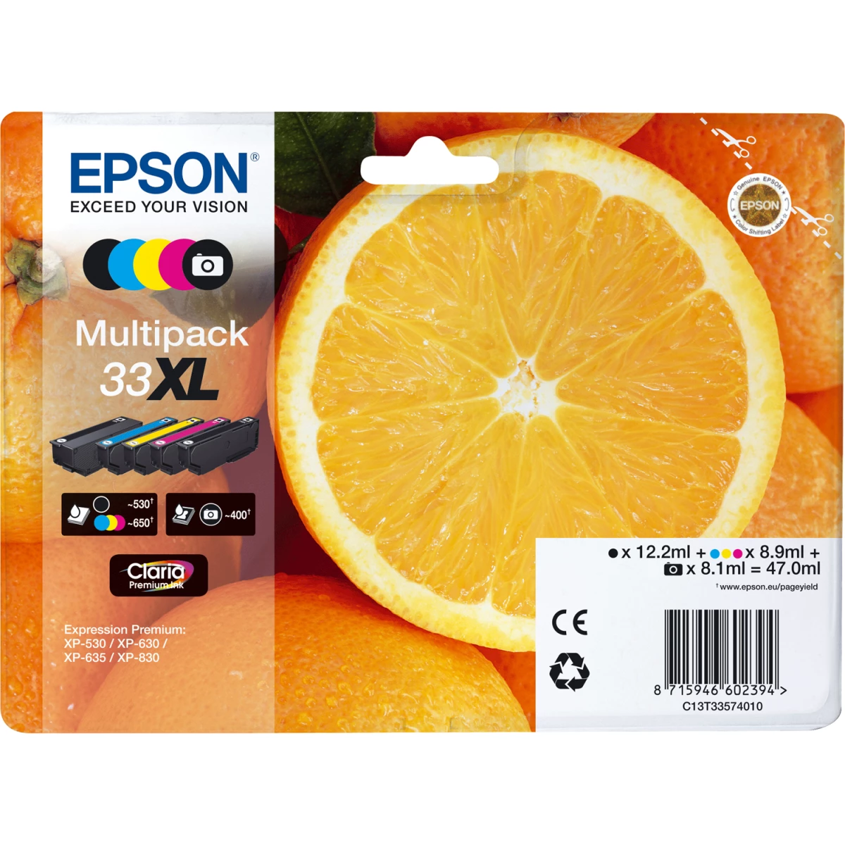 Galery – Epson Oranges C13T33574011 tinteiro 1 unidade(s) Original Rendimento alto (XL) Preto, Foto preto, Ciano, Magenta, Amarelo0