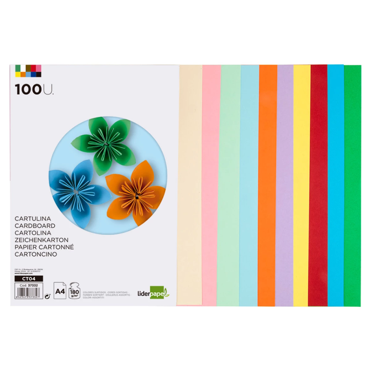 Galery – Cartolina liderpapel din a4 180 gr 10 cores sortidas pack de 100 unidades0