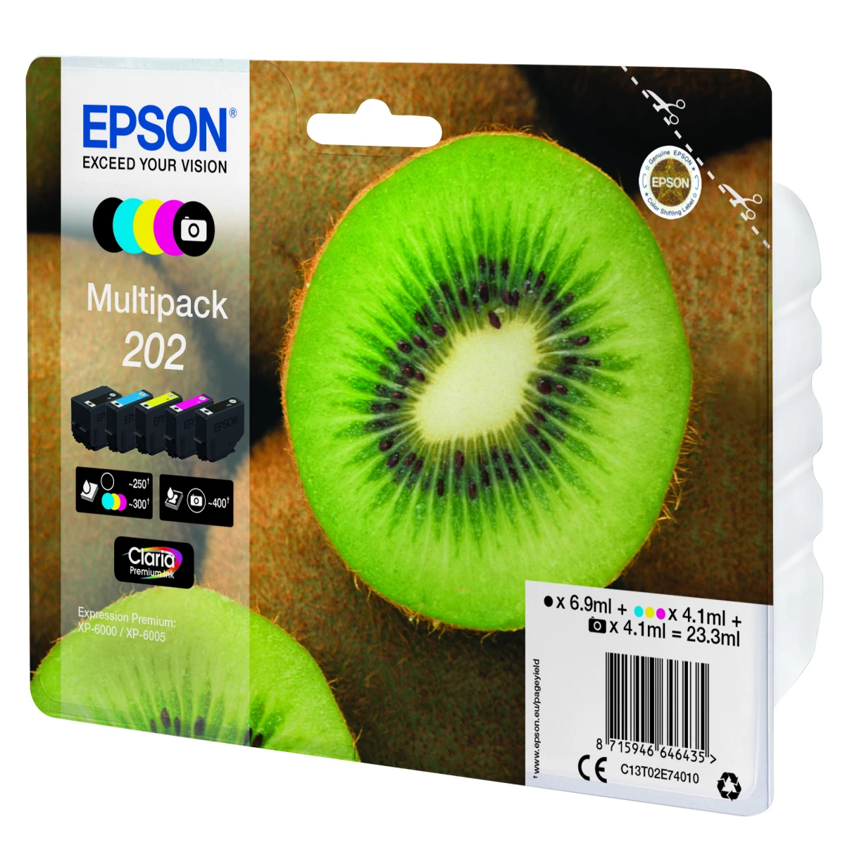 Galery – Epson Kiwi 202 tinteiro 1 unidade(s) Original Rendimento padrão Preto, Foto preto, Ciano, Magenta, Amarelo0