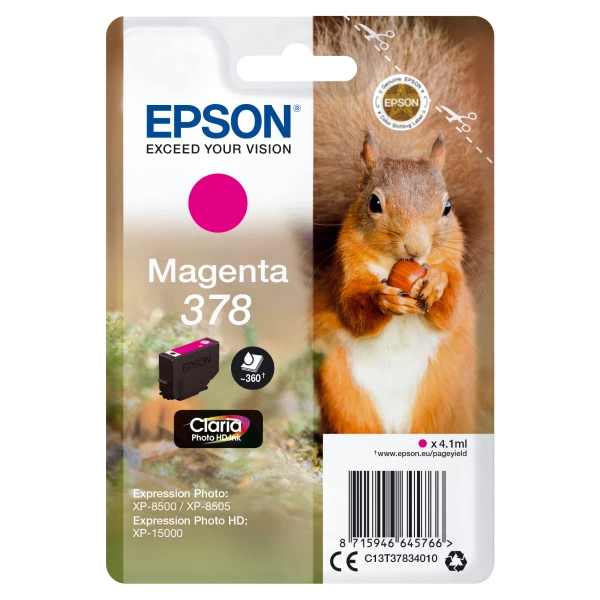 Thumbnail-Epson Squirrel C13T37834010 tinteiro 1 unidade(s) Original Rendimento padrão Magenta