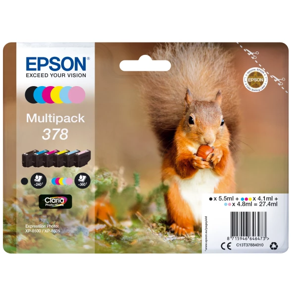 Thumbnail-Epson Squirrel C13T37884010 tinteiro 1 unidade(s) Original Rendimento padrão Preto, Ciano, Ciano claro, Magenta, Magenta claro, Amarelo