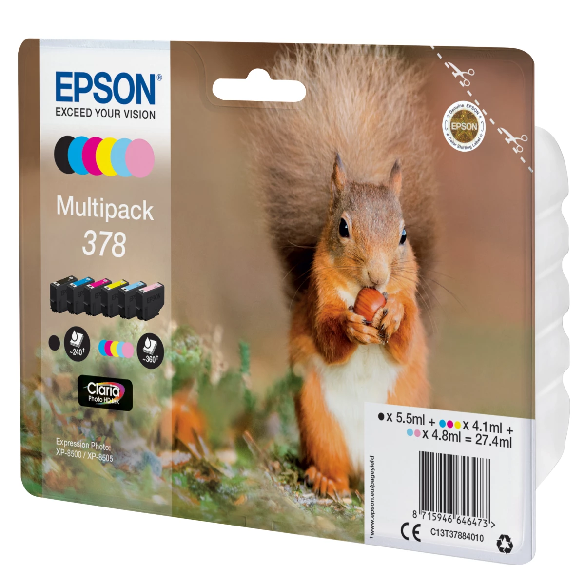 Galery – Epson Squirrel C13T37884010 tinteiro 1 unidade(s) Original Rendimento padrão Preto, Ciano, Ciano claro, Magenta, Magenta claro, Amarelo0