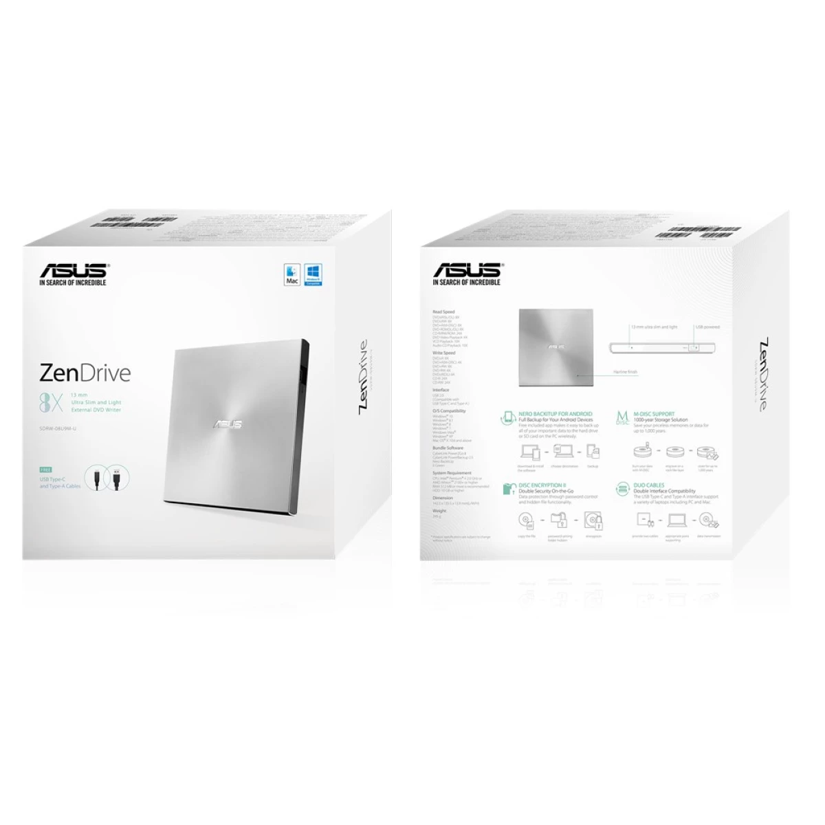 Galery – ASUS ZenDrive U9M unidade de disco ótico DVD±RW Prateado0