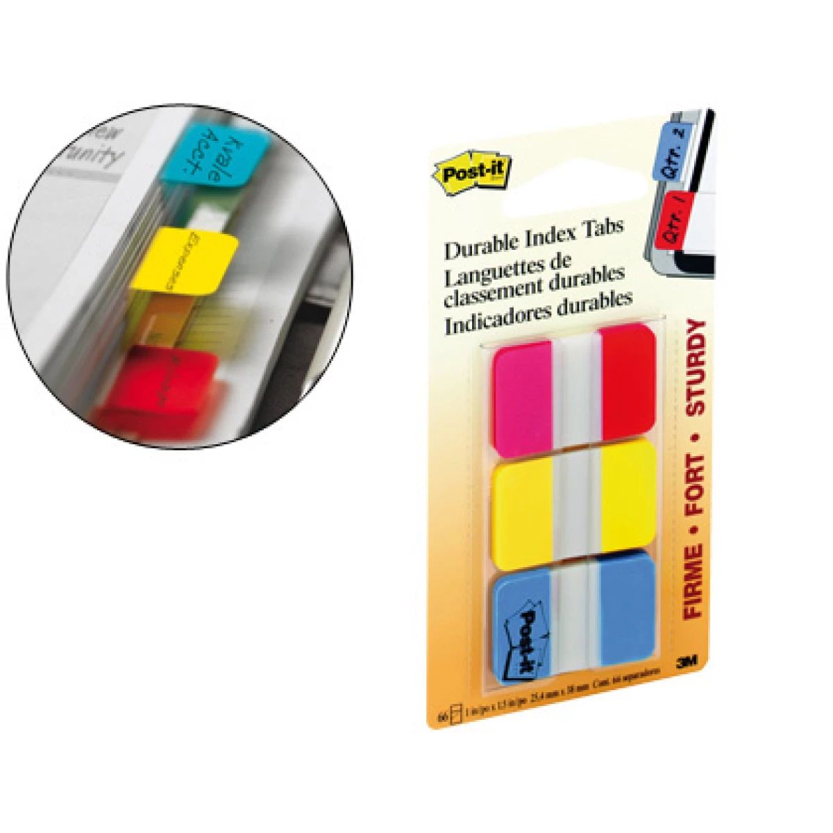 Thumbnail-Bandas separadoras post-it index 3 cores vermelho, amarelo e azul