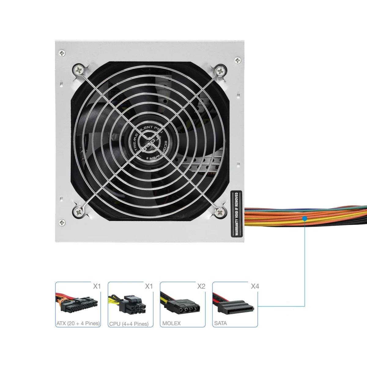 Galery – TooQ Fonte Ecopower II fonte de alimentação 500 W 20+4 pin ATX ATX Prateado0