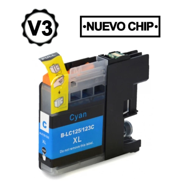 Thumbnail-Cartucho de tinta genérico ciano LC123XL/LC121XL Brother – substitui LC123C/LC121C