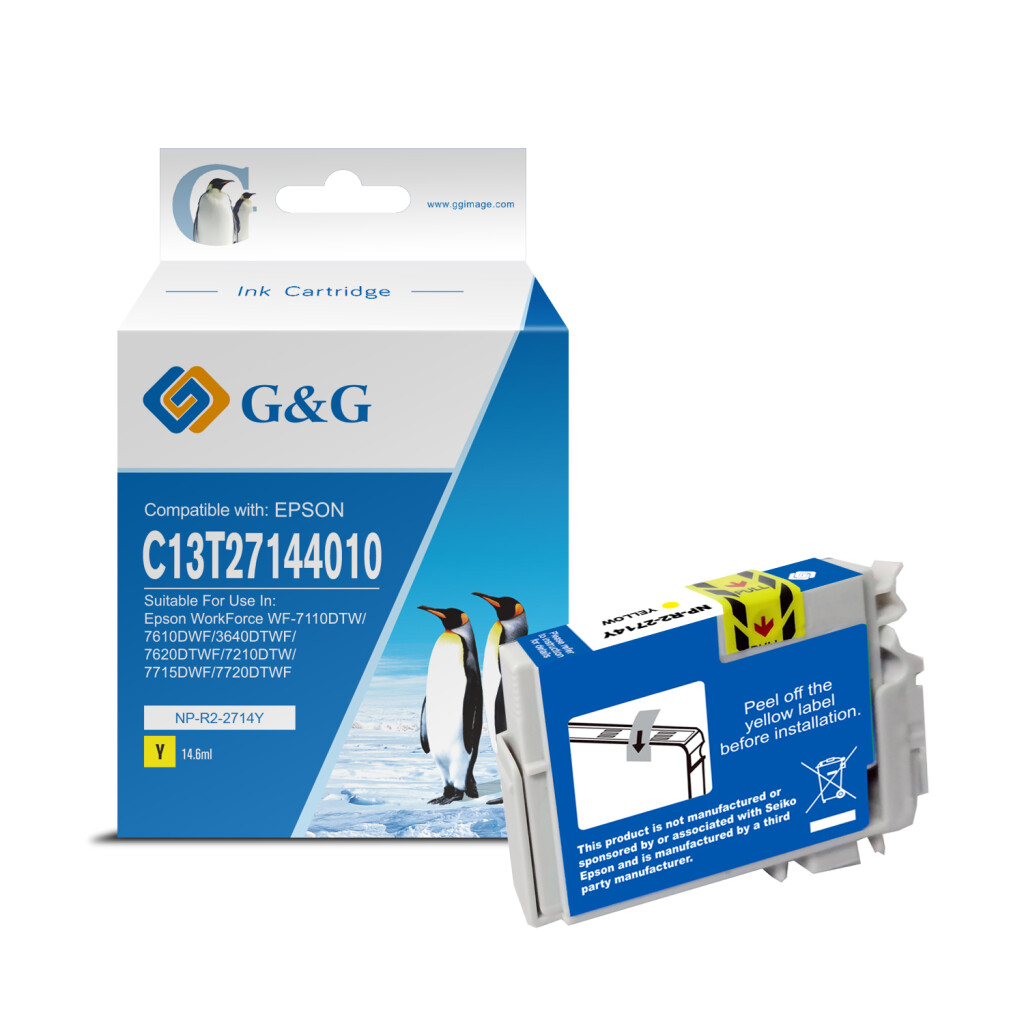 Thumbnail-Cartucho de tinta amarelo genérico G&G Epson T2714/T2704 (27XL) – Substitui C13T27144012/C13T27044012