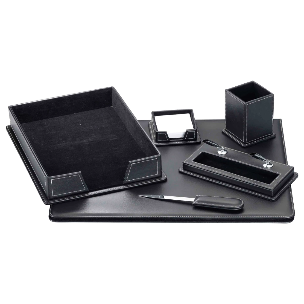 Galery – Conjunto de secretaria em polipele 6 pecas preto0