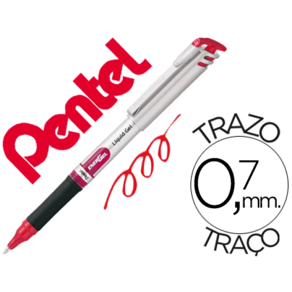 Thumbnail-Roller pentel bl17 energel ponta metal vermelho – 12 unidades