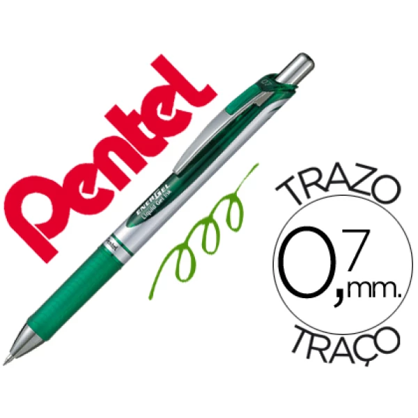 Thumbnail-Roller pentel bl77 0,7 mm energel rectractil verde – 12 unidades