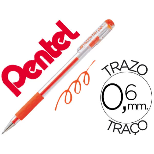 Thumbnail-Roller pentel k116 gel grip laranja – 12 unidades