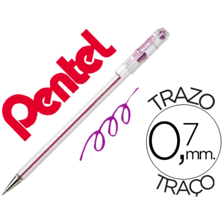 Thumbnail-Esferografica pentel bk77 rosa – 12 unidades