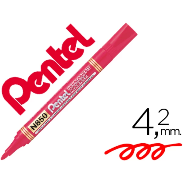 Thumbnail-Marcador pentel n850 permanente ponta redeonda vermelho – 12 unidades