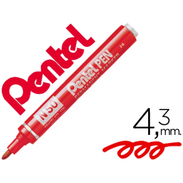 Thumbnail-Marcador pentel n50 permanente vermelho 4,3 mm – 12 unidades