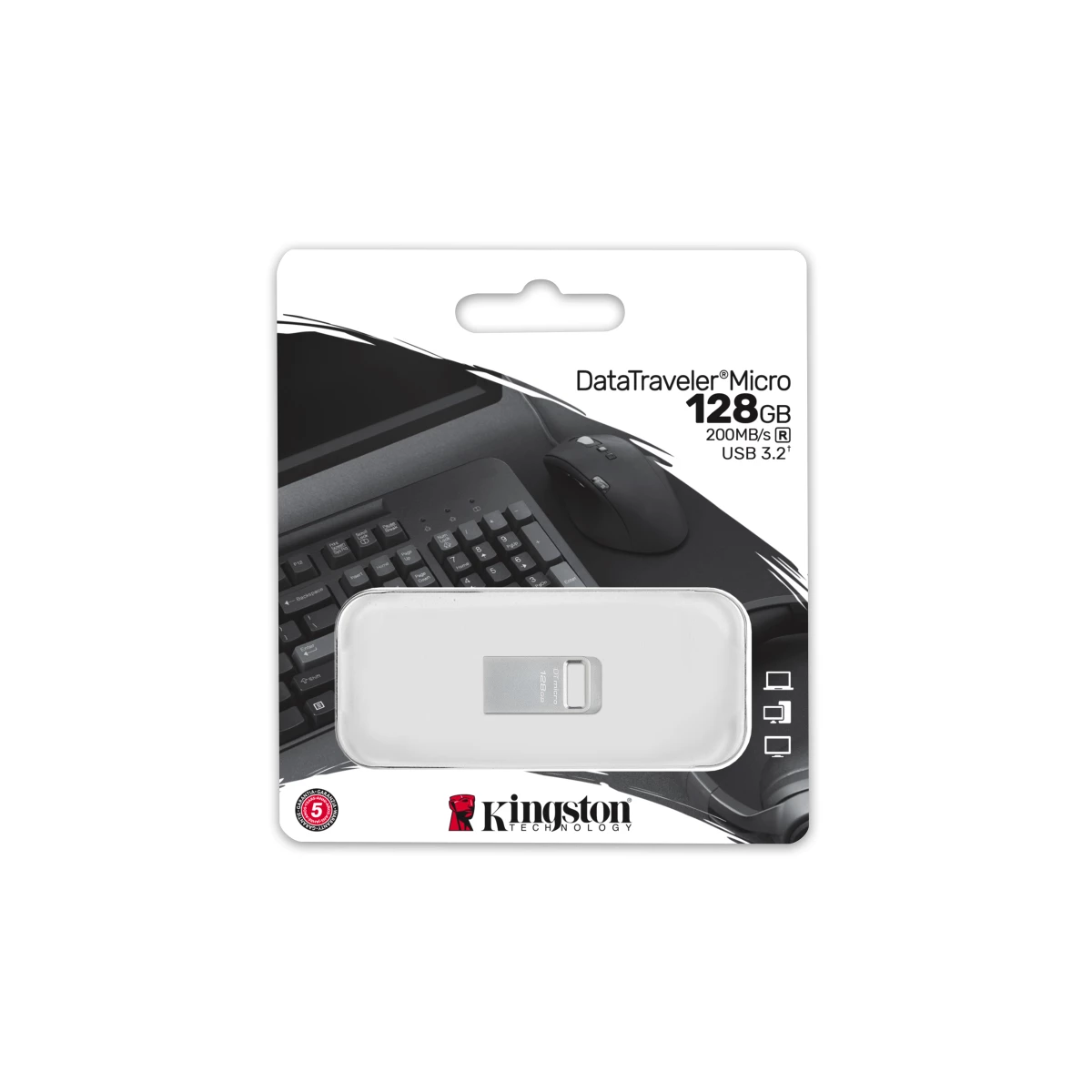 Galery – Kingston Technology DataTraveler Micro unidade de memória USB 128 GB USB Type-A 3.2 Gen 1 (3.1 Gen 1) Prateado0