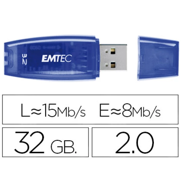 Thumbnail-Pen drive usb emtec flash usb 32gb c410 azul