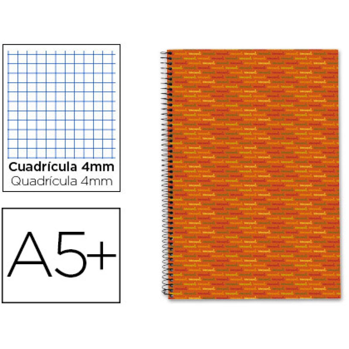 Thumbnail-Caderno espiral liderpapel quarto 80 f quadriculado 4 mm 70 grs capa forrada laranja liderpapel