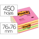 Thumbnail-Bloco de notas adesivas post-it 76×76 mm cubo cor rosa neon 450 folhas