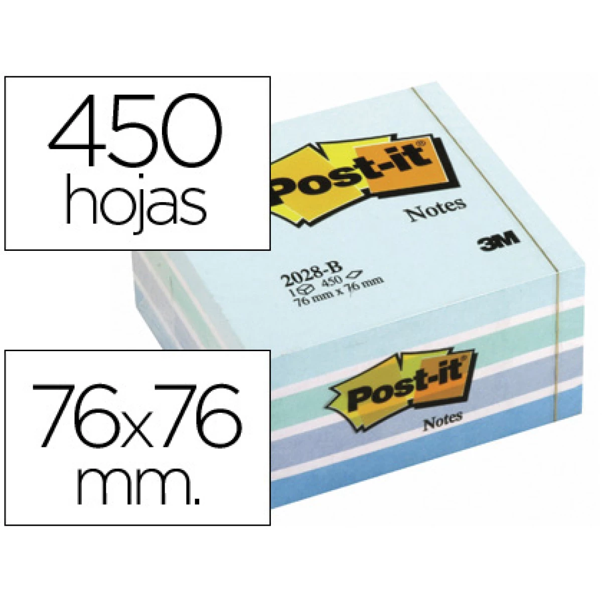 Thumbnail-Bloco de notas adesivas post-it 76×76 mm cubo cor azul pastel 450 folhas