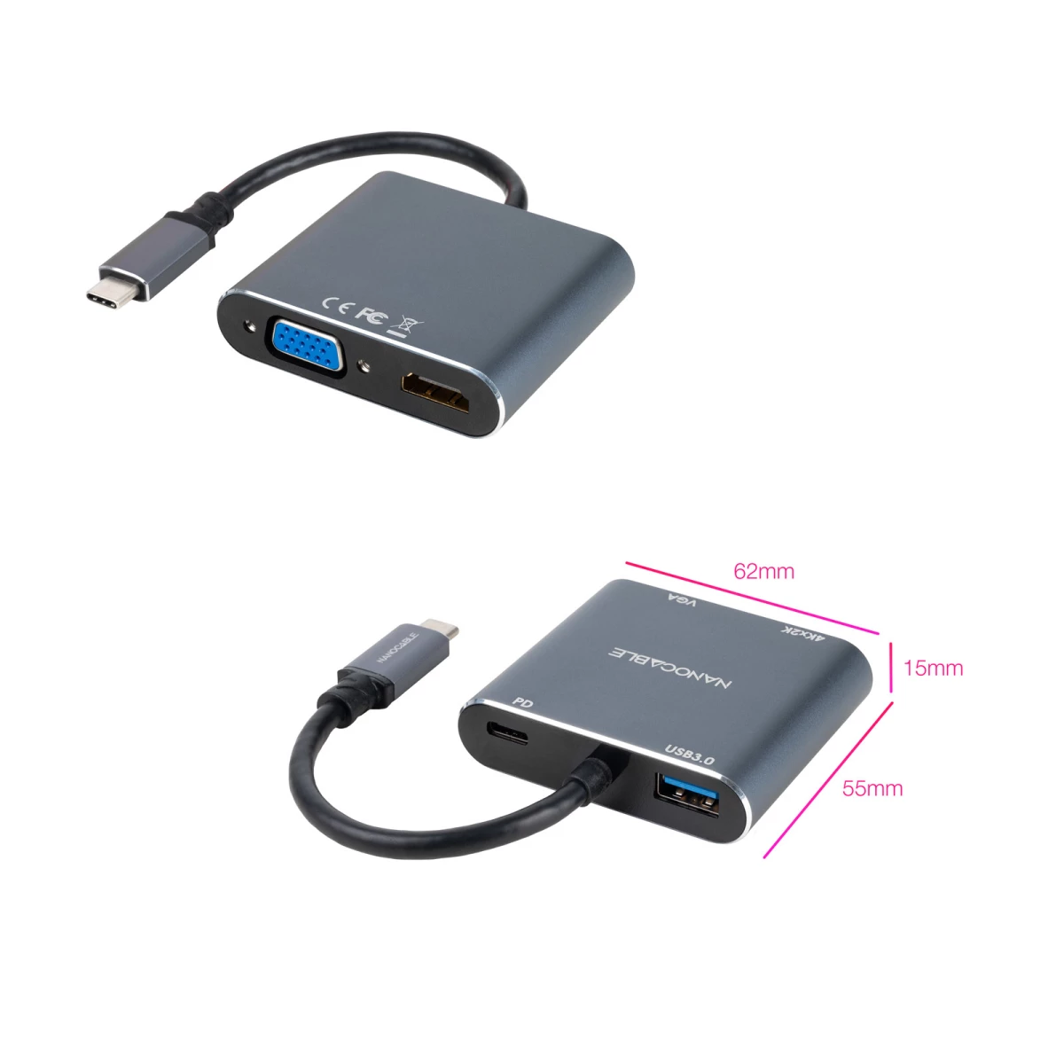 Galery – Nanocable 10.16.4304 adaptador gráfico USB Cinzento0