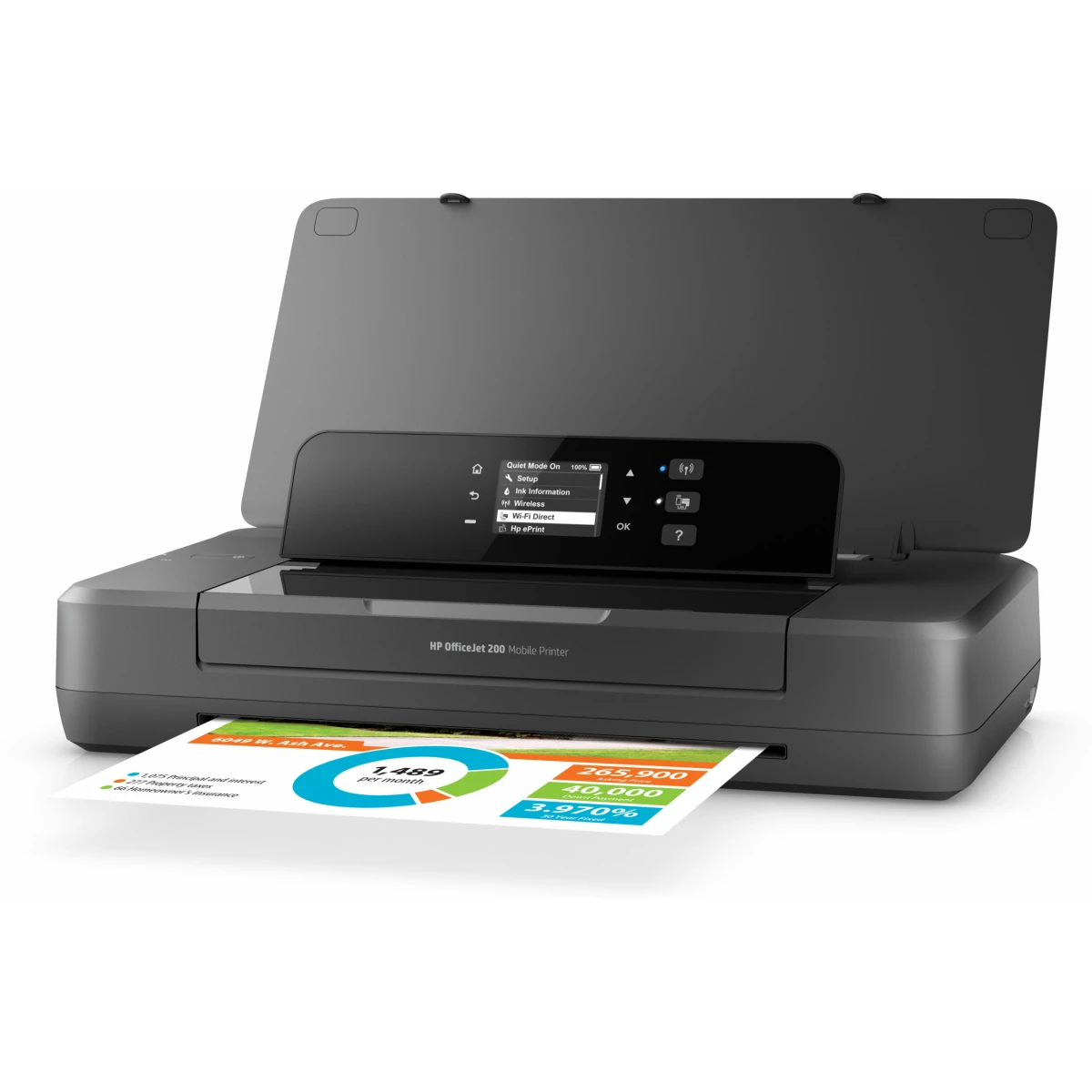 Galery – HP Officejet Impressora portátil 200, Cor, Impressora para Pequeno escritório, Impressão, Impressão via USB frontal0