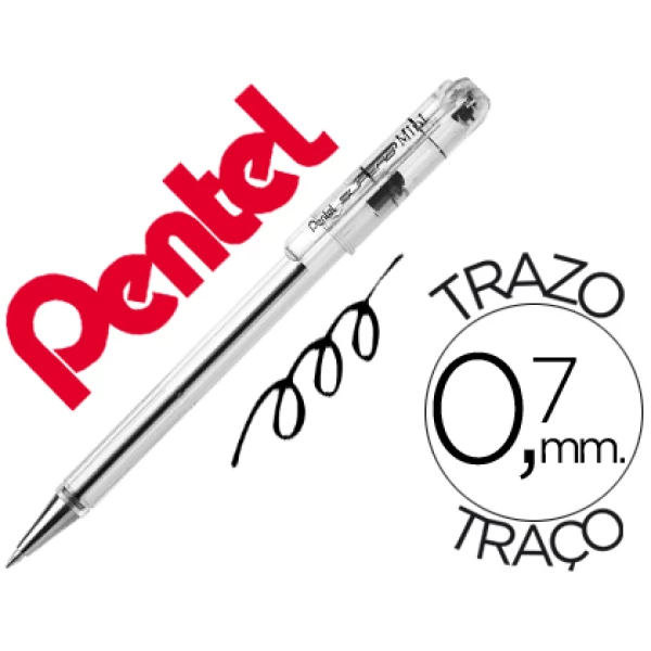 Thumbnail-Esferografica pentel mini bk77 preta 0,7 mm – 12 unidades