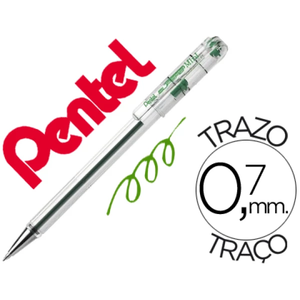 Thumbnail-Esferografica pentel mini bk77 verde 0,7 mm – 12 unidades