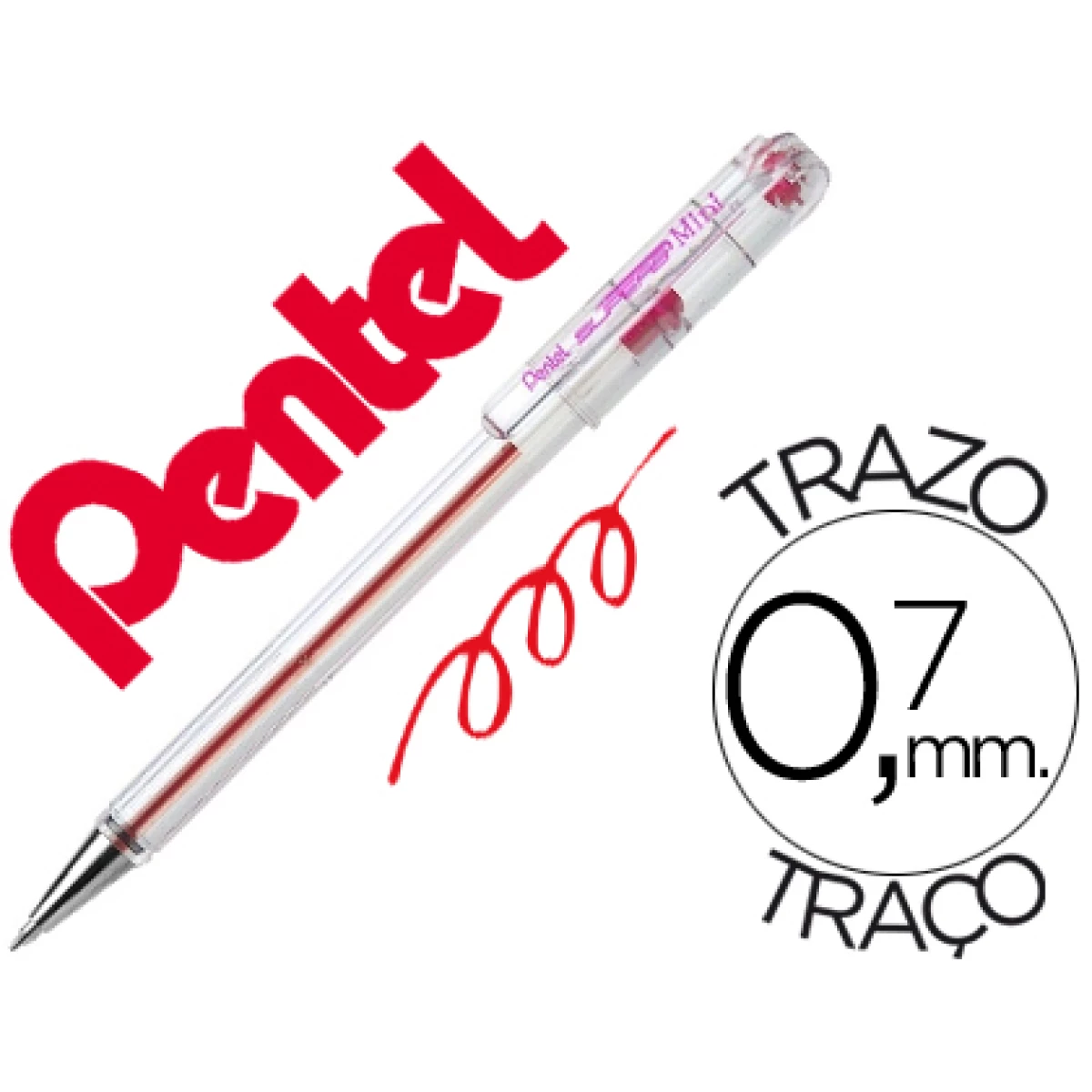 Thumbnail-Esferografica pentel mini bk77 rosa 0,7 mm – 12 unidades