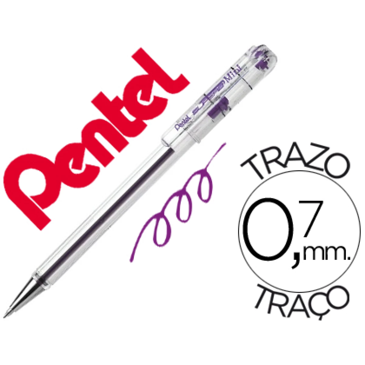 Thumbnail-Esferografica pentel mini bk77 violeta 0,7 mm – 12 unidades