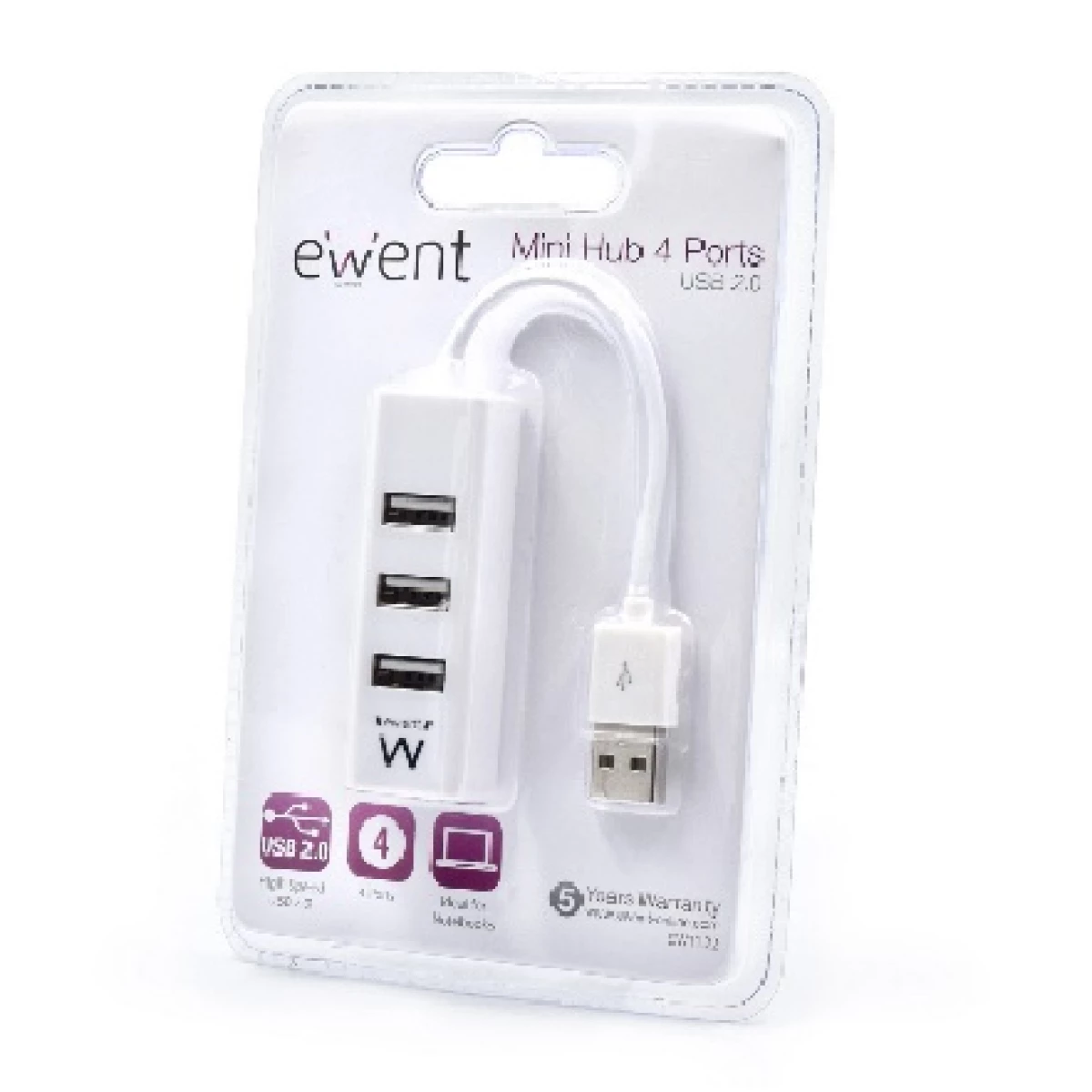 Galery – Ewent EW1122 hub de interface USB 2.0 Branco0